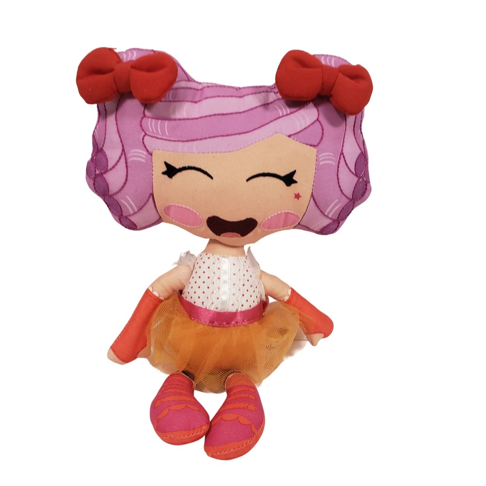 Lalaloopsy Rag Doll Plush Pink Hair Bows Orange‎ Tutu Stuffed Animal Toy